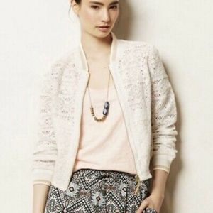 Anthropologie Hei Hei Cleo Lace Bomber Jacket